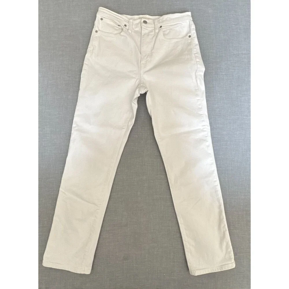Madewell High Rise Slim Boy Jeans 27 White Denim Straight Leg Casual Coastal